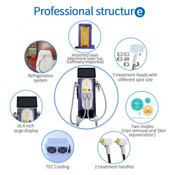 Vertical Double handle 800w/1200w/1600w/2000w three wavelengths 755+808+1064 808nm diode laser hair removal machine
