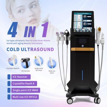 New Vertical Multifunction 4 in 1 Hifu +Vmax + RF + Ice Hammer machine for wrinkle removal , scar removal , skin tighten