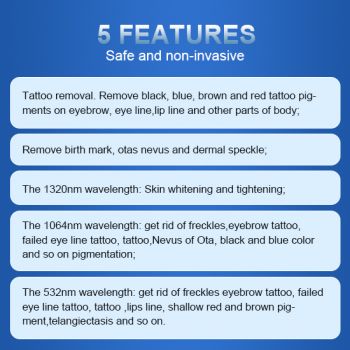 Vertical PICO ND YAG laser machine with non-invasive treatment heads